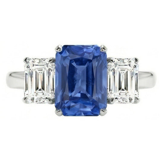 Natural Sapphire Ring 2.50ct - White Gold 14K