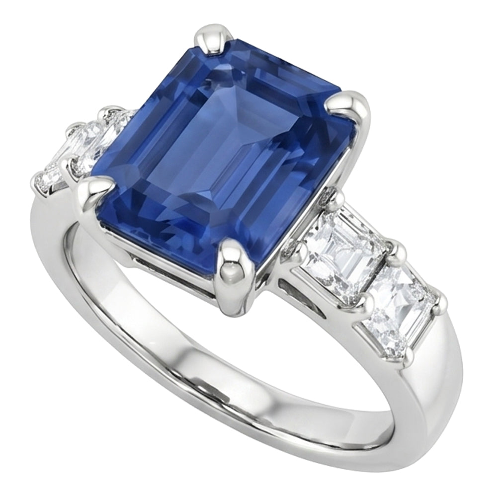 Natural Sapphire Ring 2.50ct - White Gold 14K