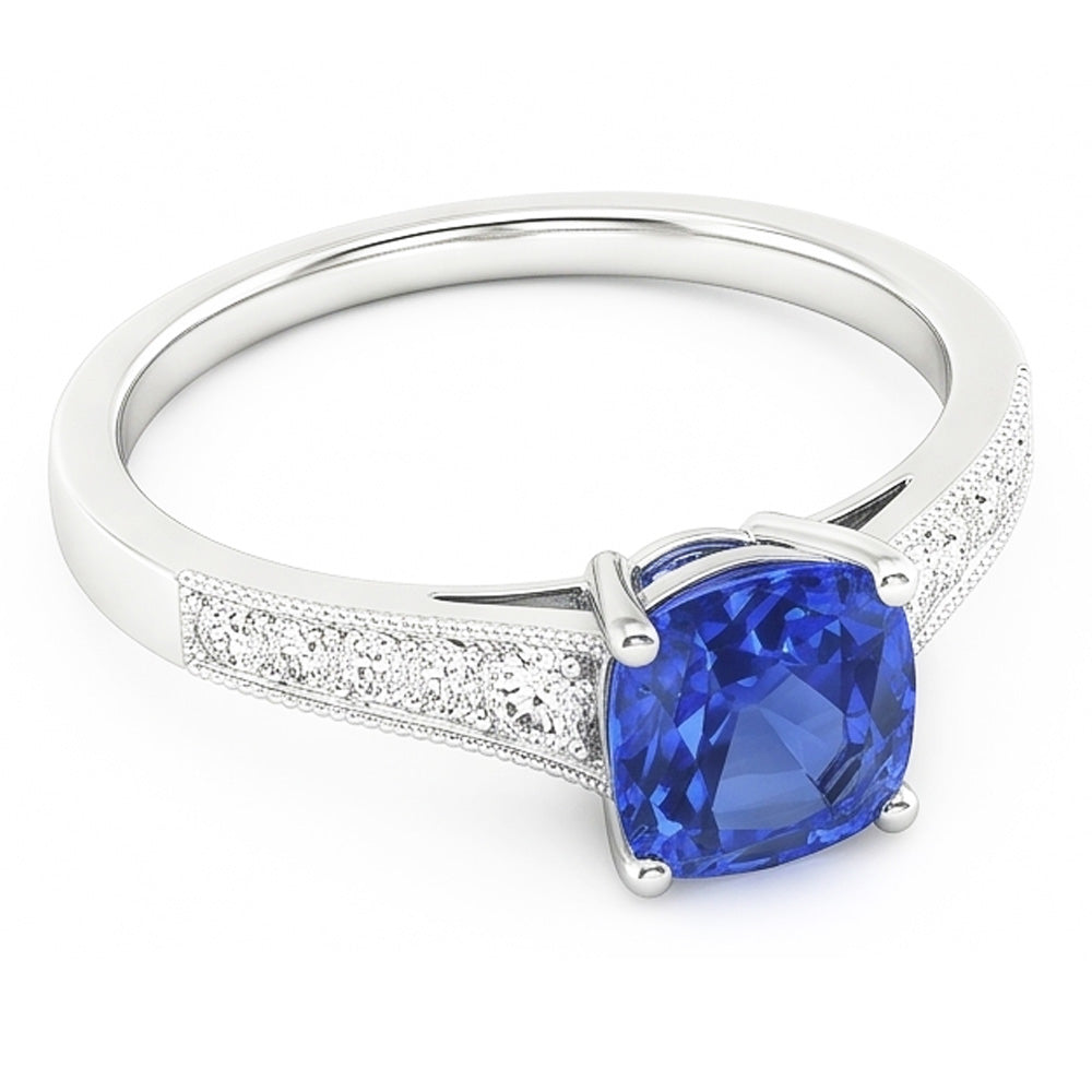 Natural Sapphire Ring 2.50ct - White Gold 14K