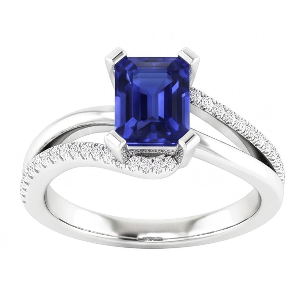 Natural Sapphire Ring 2.50ct - White Gold 14K