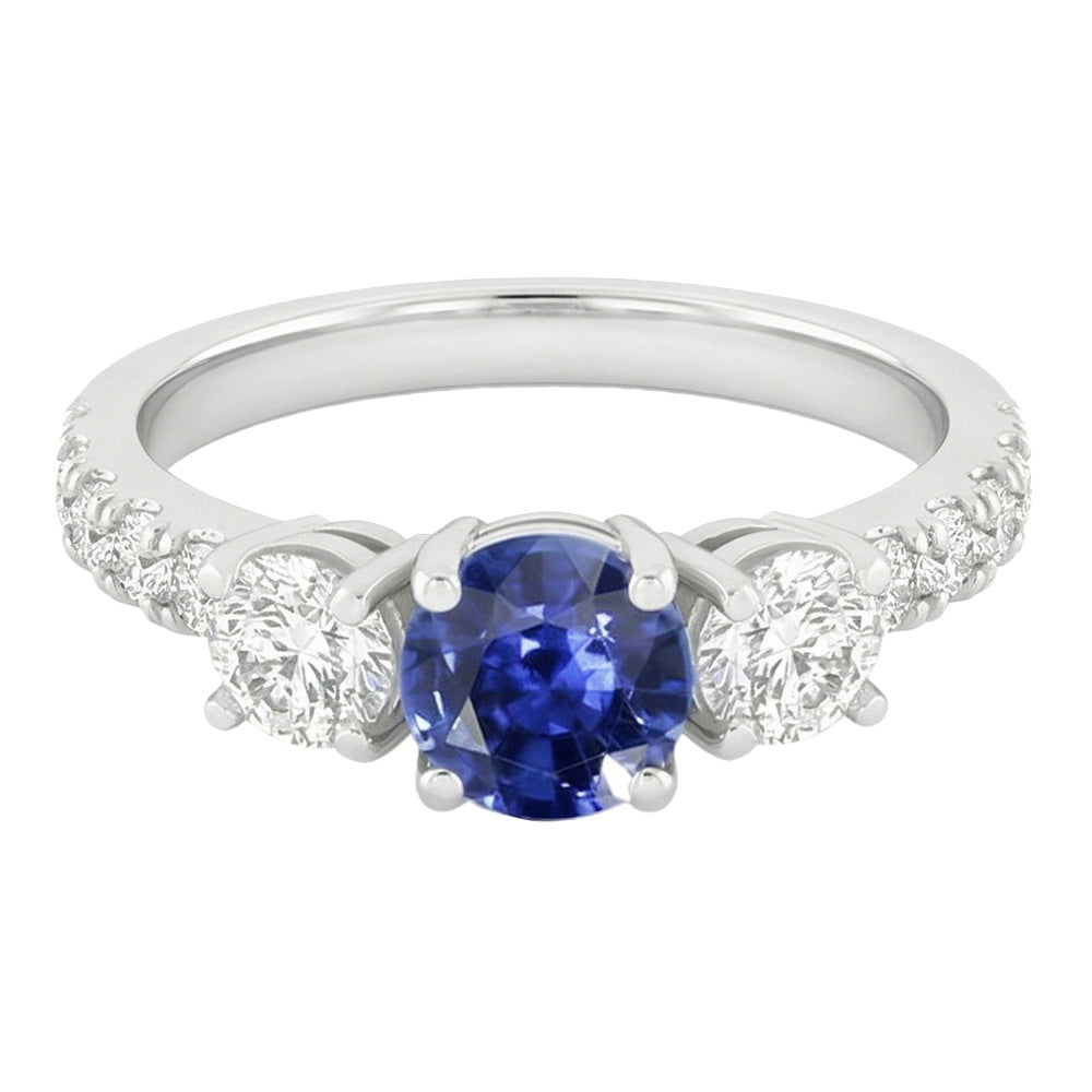 Natural Sapphire Ring 2.50ct - White Gold 14K