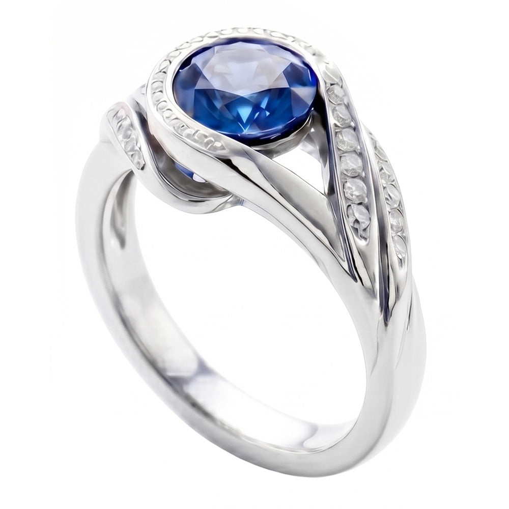 Natural Sapphire Ring 2.50ct - White Gold 14K