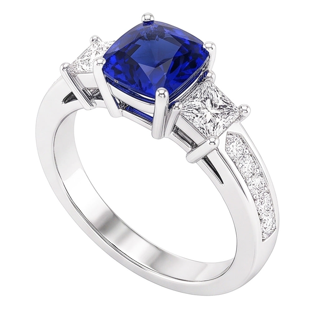 Natural Sapphire Ring 2.50ct - White Gold 14K