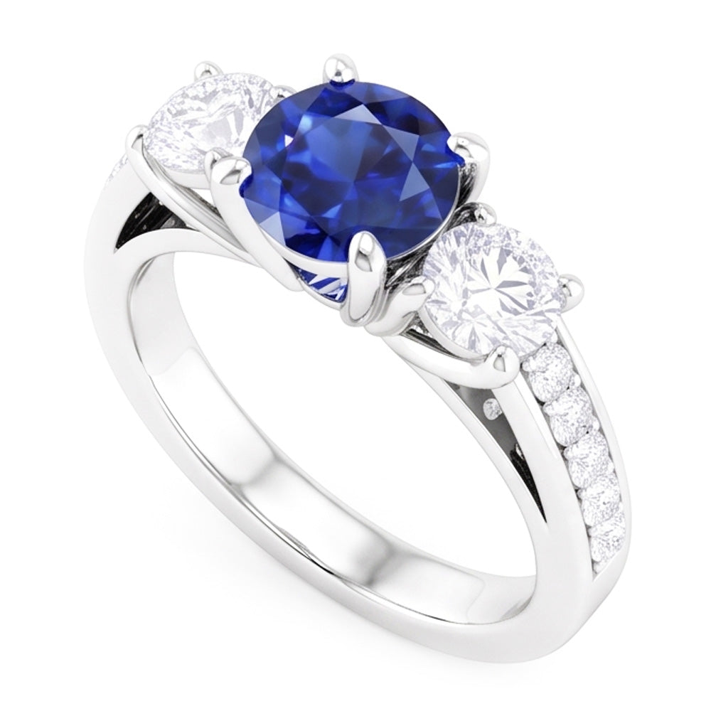 Natural Sapphire Ring 2.50ct - White Gold 14K