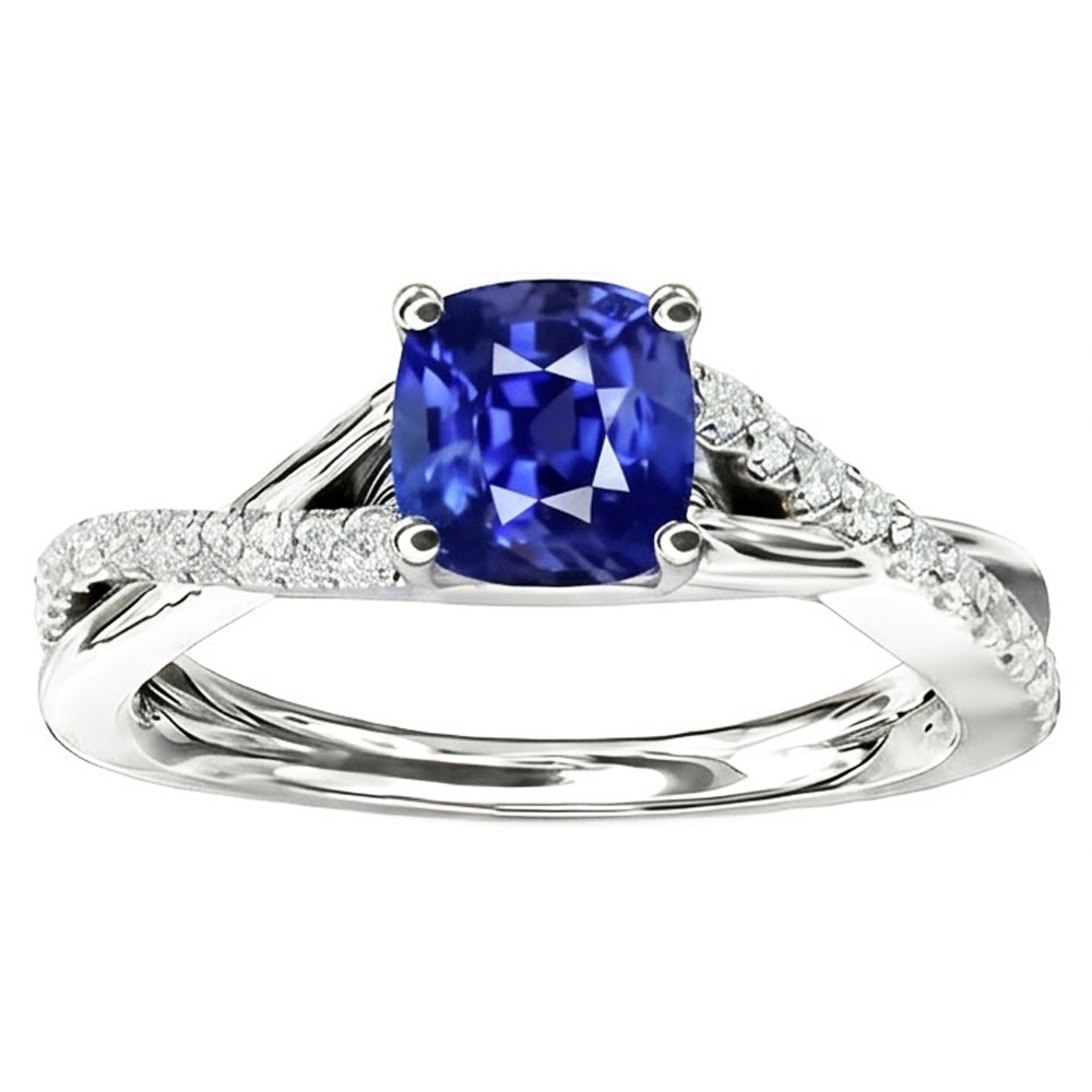 Natural Sapphire Ring 2.50ct - White Gold 14K