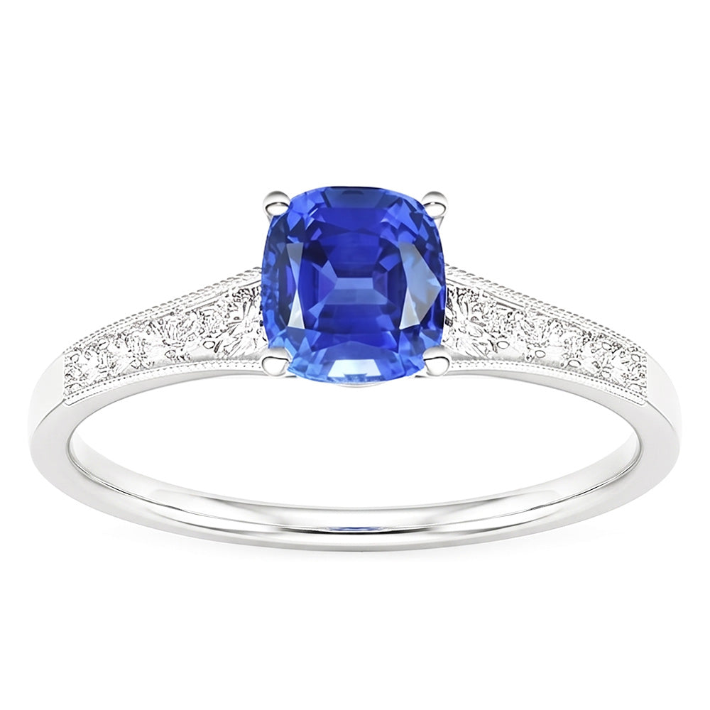 Natural Sapphire Ring 2.50ct - White Gold 14K