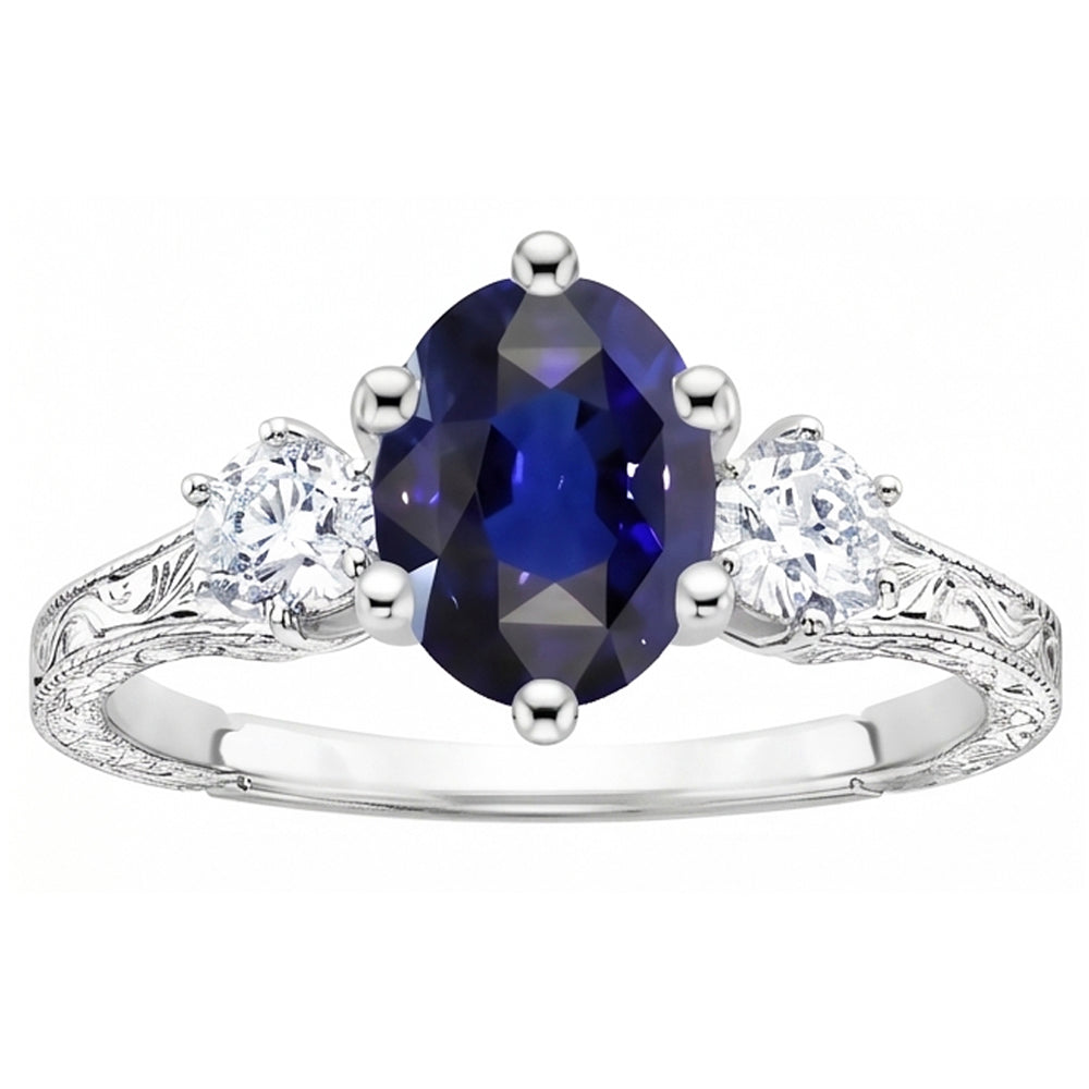 Natural Sapphire Ring 2.50ct - White Gold 14K