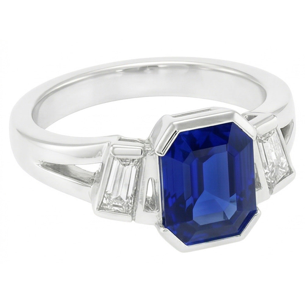 Natural Sapphire Ring 2.50ct - White Gold 14K