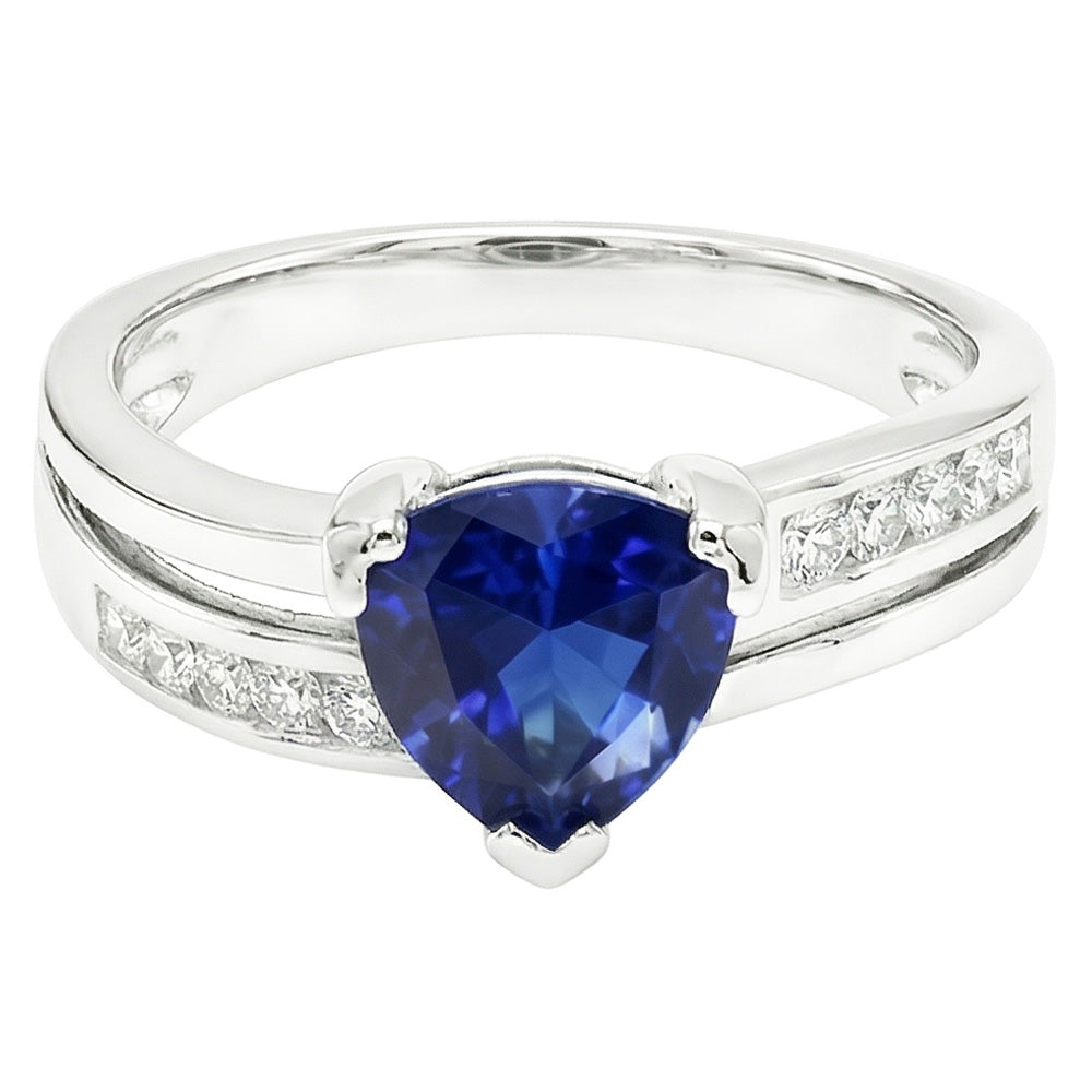 Natural Sapphire Ring 2.50ct - White Gold 14K