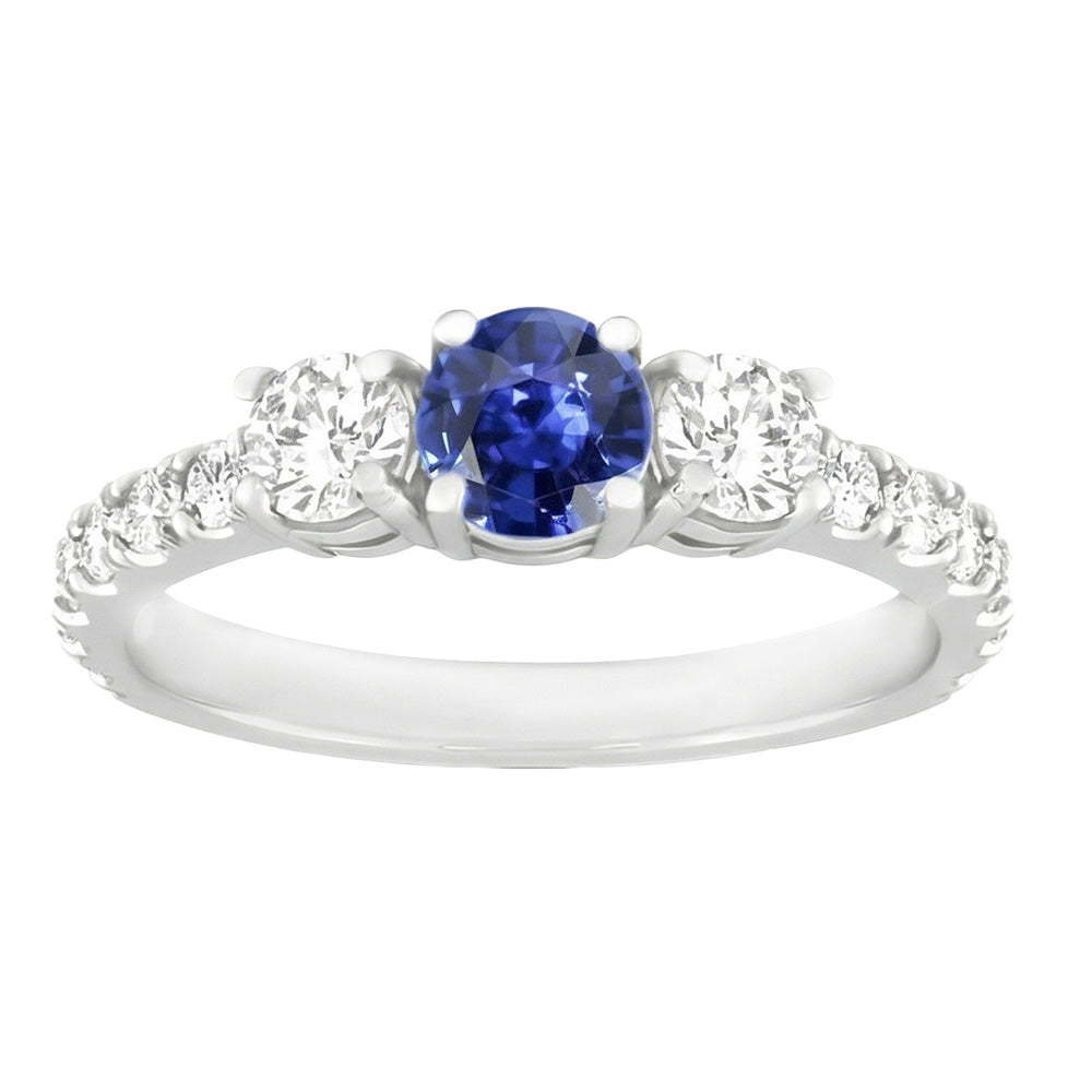 Natural Sapphire Ring 2.50ct - White Gold 14K