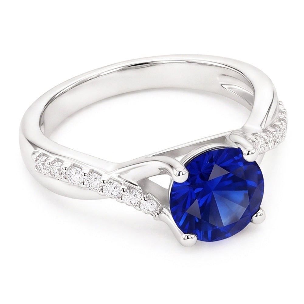 Natural Sapphire Ring 2.50ct - White Gold 14K