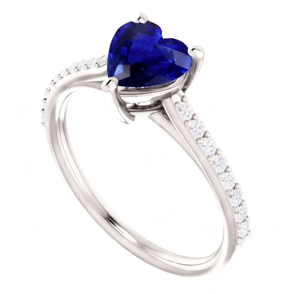 Natural Sapphire Ring 2.50ct - White Gold 14K