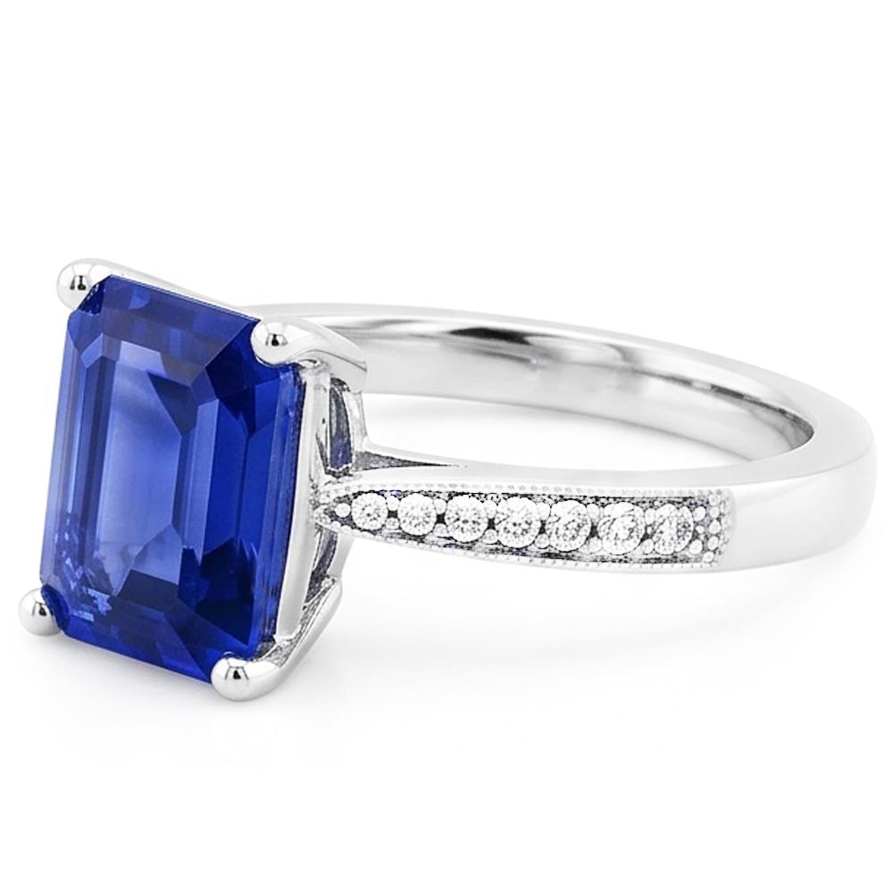 Natural Sapphire Ring 2.50ct - White Gold 14K