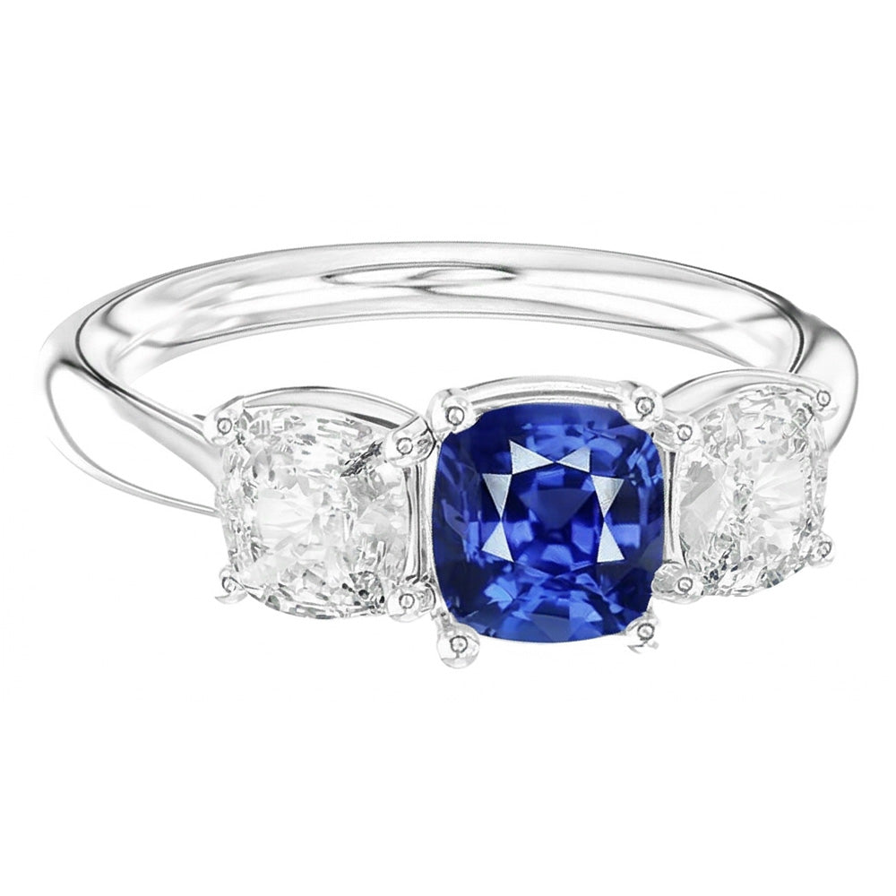 Natural Sapphire Ring 2.50ct - White Gold 14K