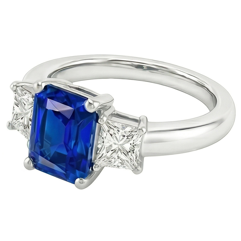 Natural Sapphire Ring 2.50ct - White Gold 14K