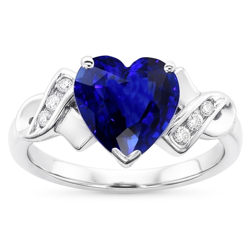 Natural Sapphire Ring 2.50ct - White Gold 14K