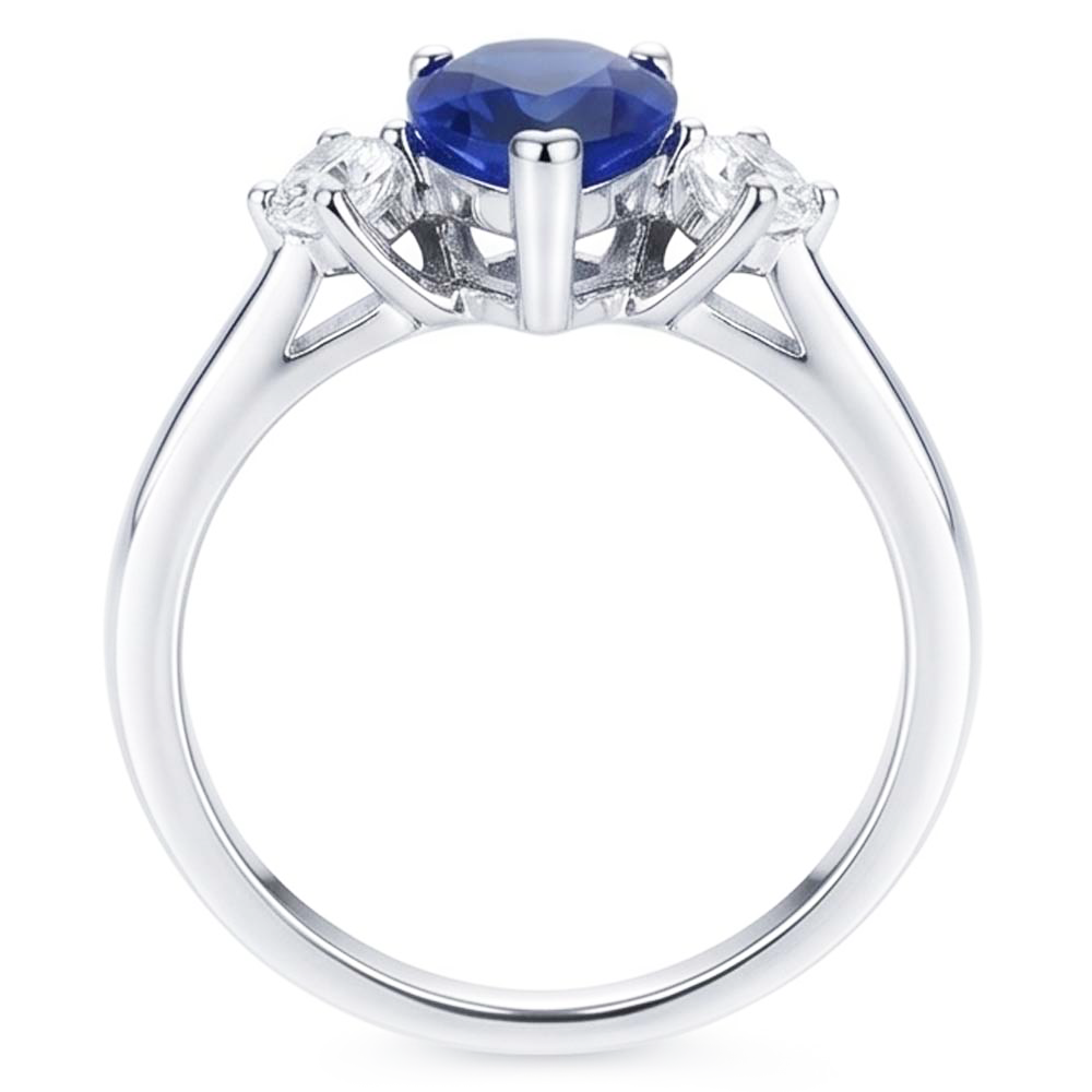 Natural Sapphire Ring 2.50ct - White Gold 14K