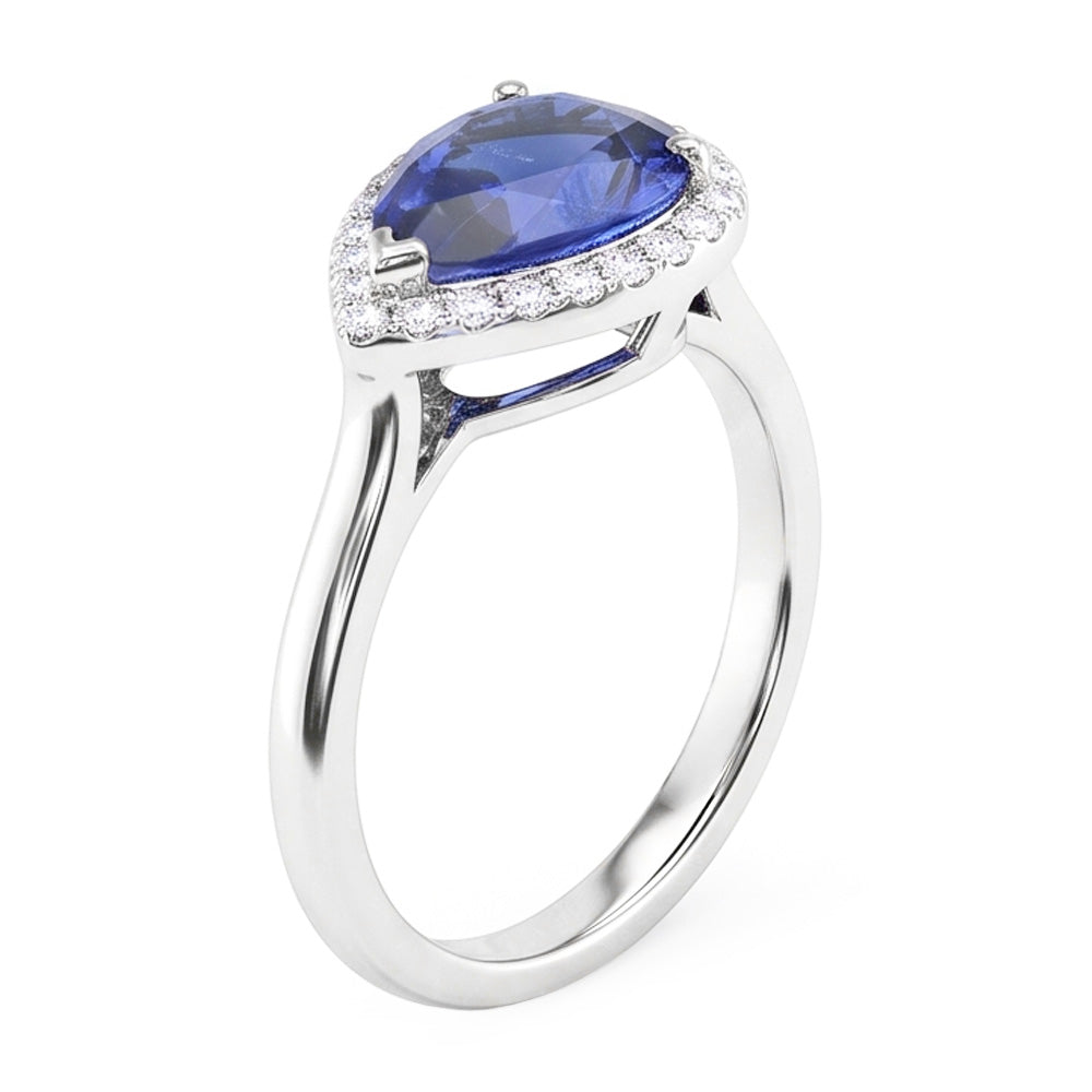 Natural Sapphire Ring 2.50ct - White Gold 14K