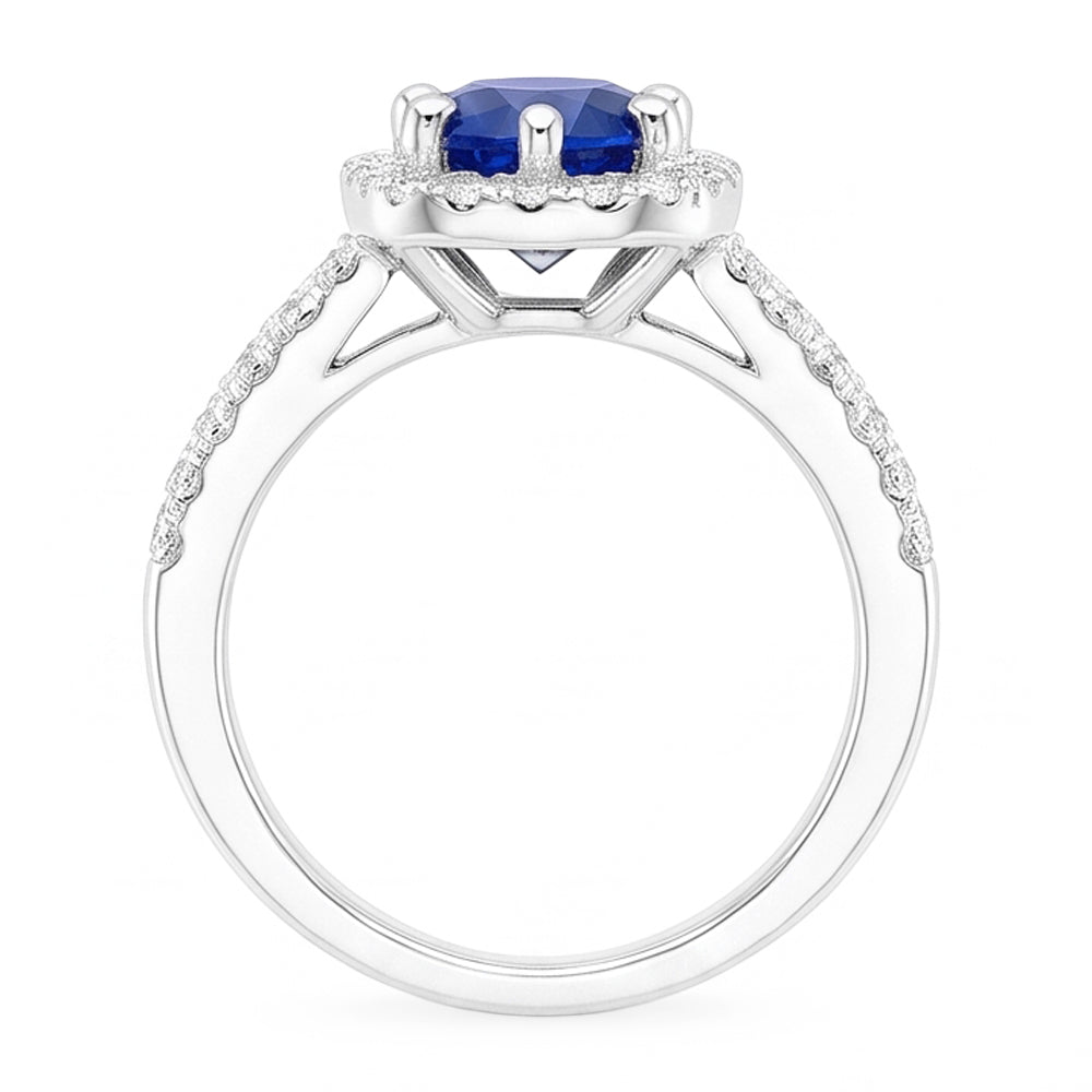 Natural Sapphire Ring 2.50ct - White Gold 14K