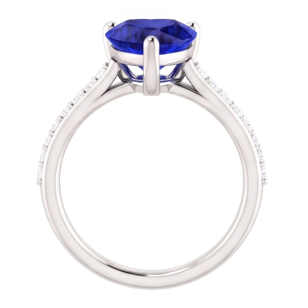 Natural Sapphire Ring 2.50ct - White Gold 14K