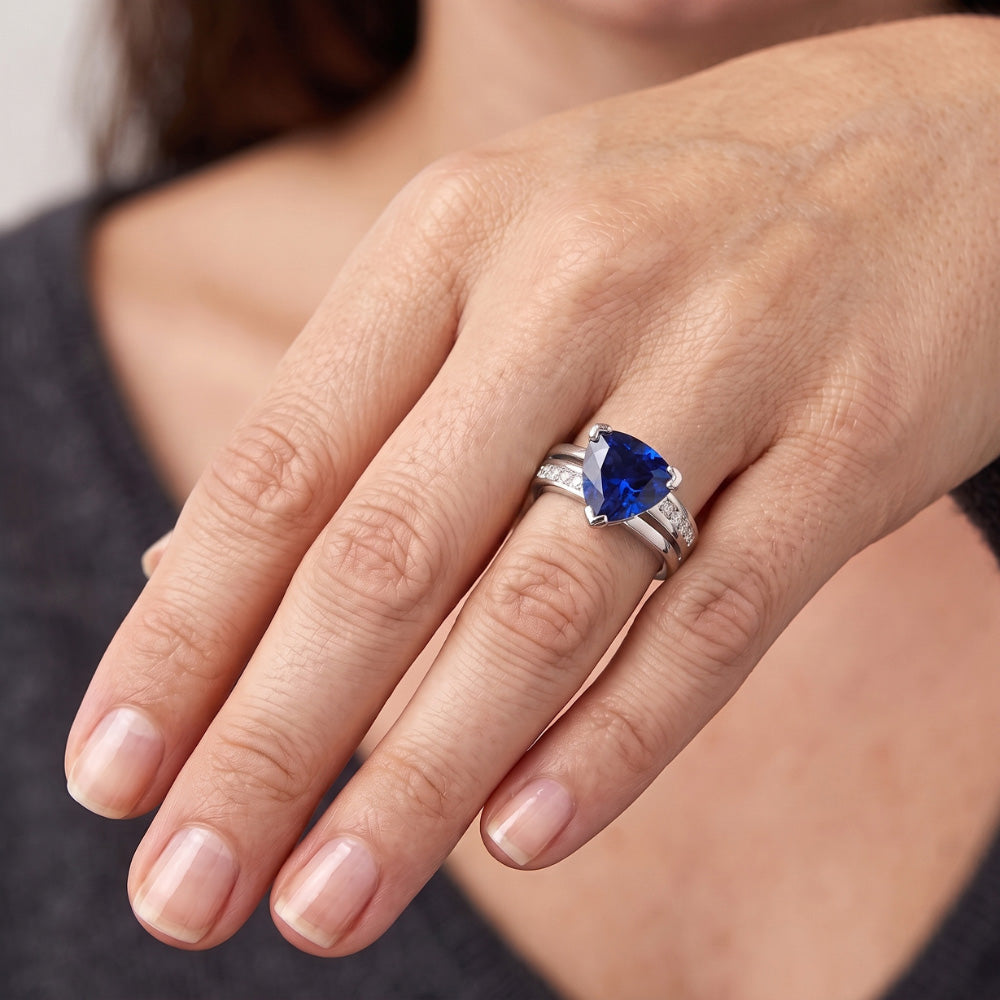 Natural Sapphire Ring 2.50ct - White Gold 14K