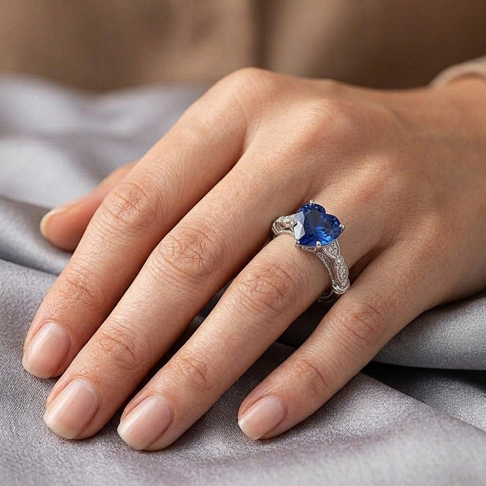 Natural Sapphire Ring 2.50ct - White Gold 14K