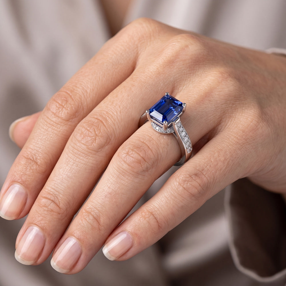 Natural Sapphire Ring 2.50ct - White Gold 14K