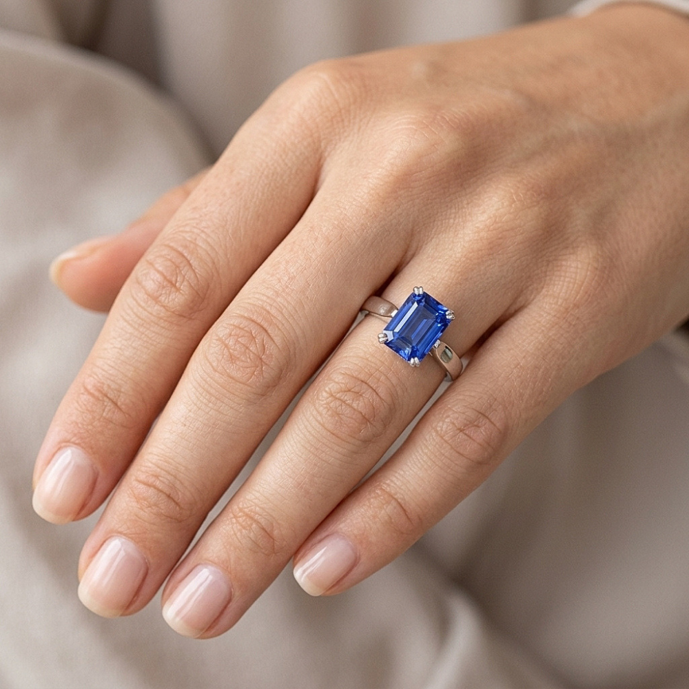Natural Sapphire Ring 2.50ct - White Gold 14K