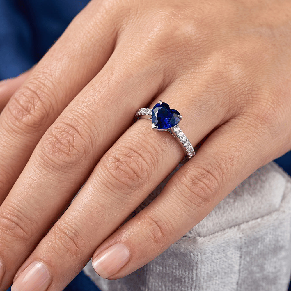 Natural Sapphire Ring 2.50ct - White Gold 14K