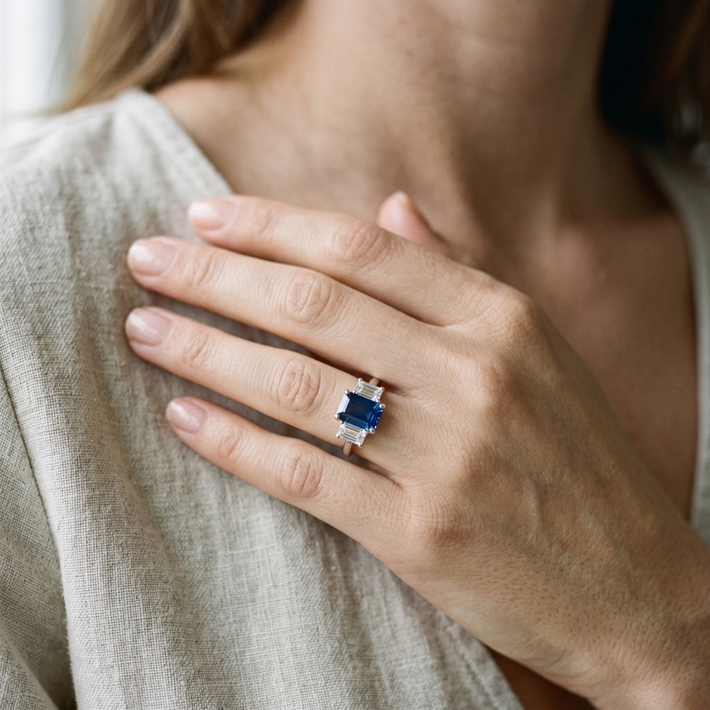 Natural Sapphire Ring 2.50ct - White Gold 14K