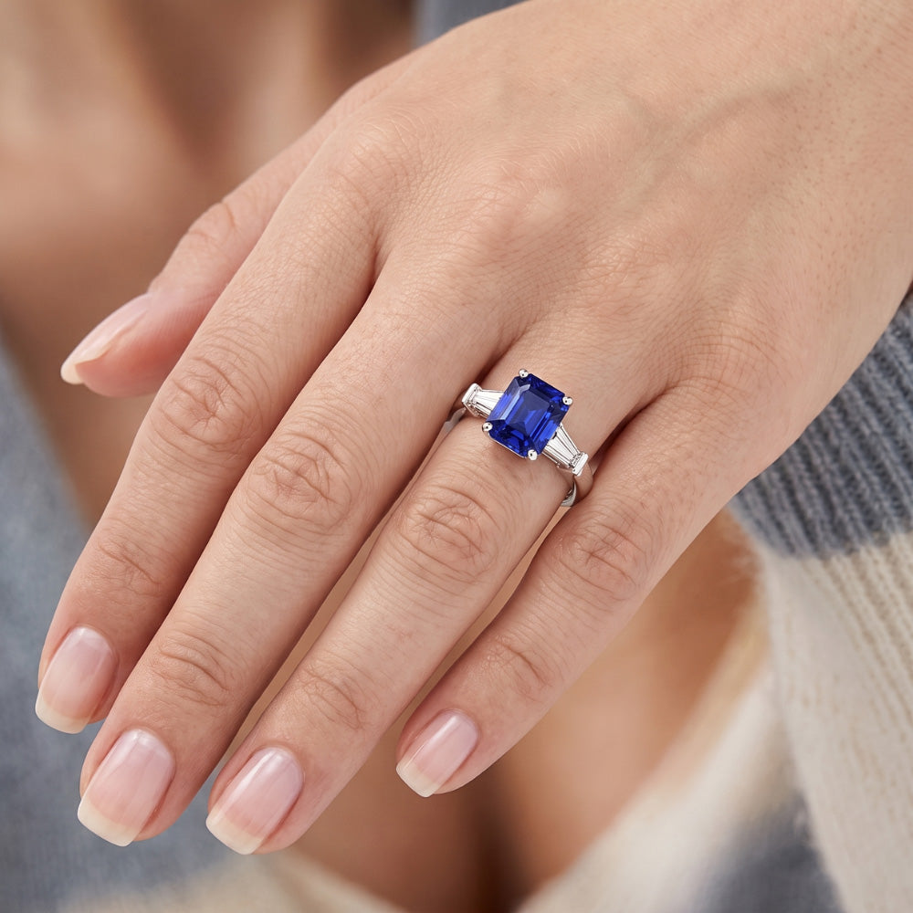 Natural Sapphire Ring 2.50ct - White Gold 14K