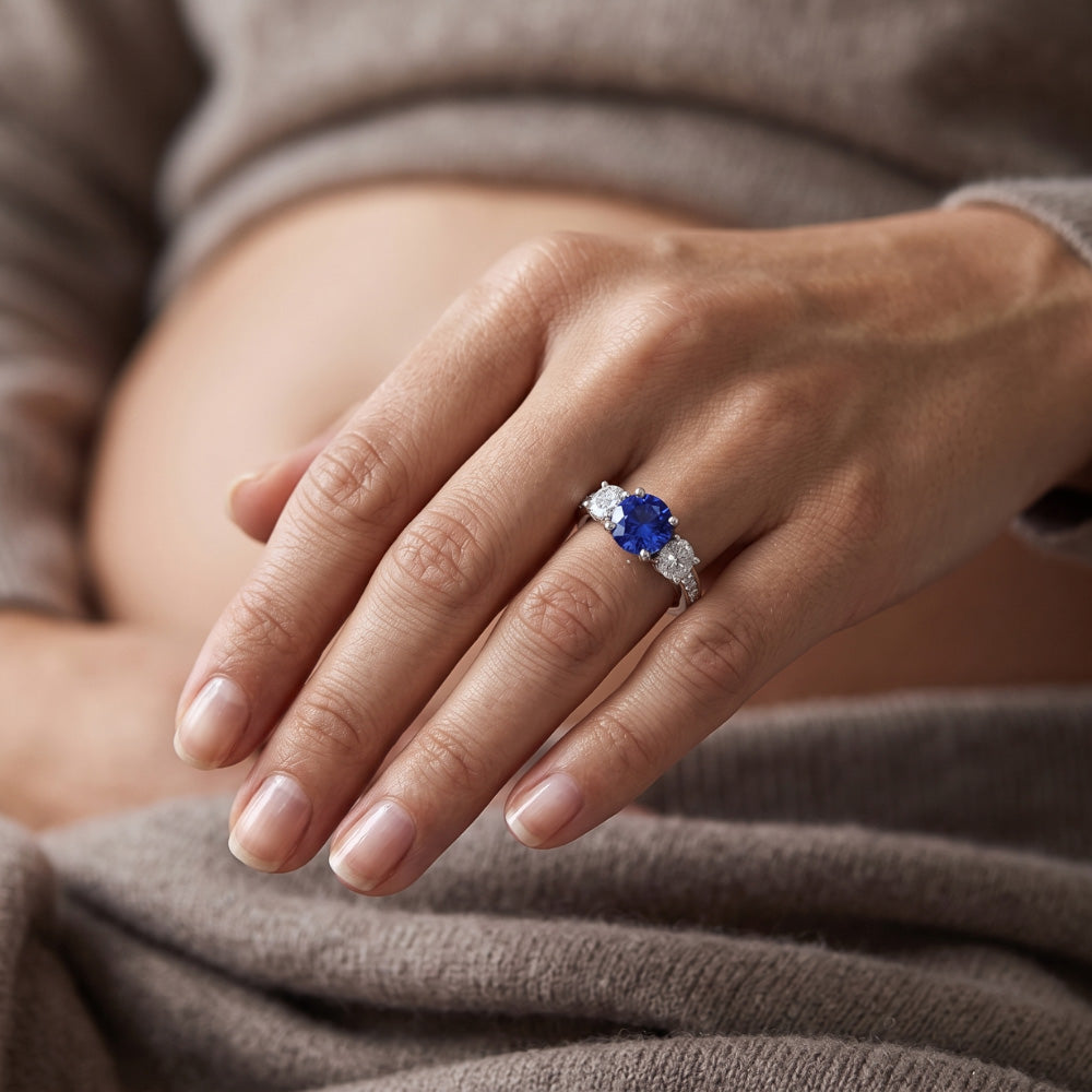 Natural Sapphire Ring 2.50ct - White Gold 14K
