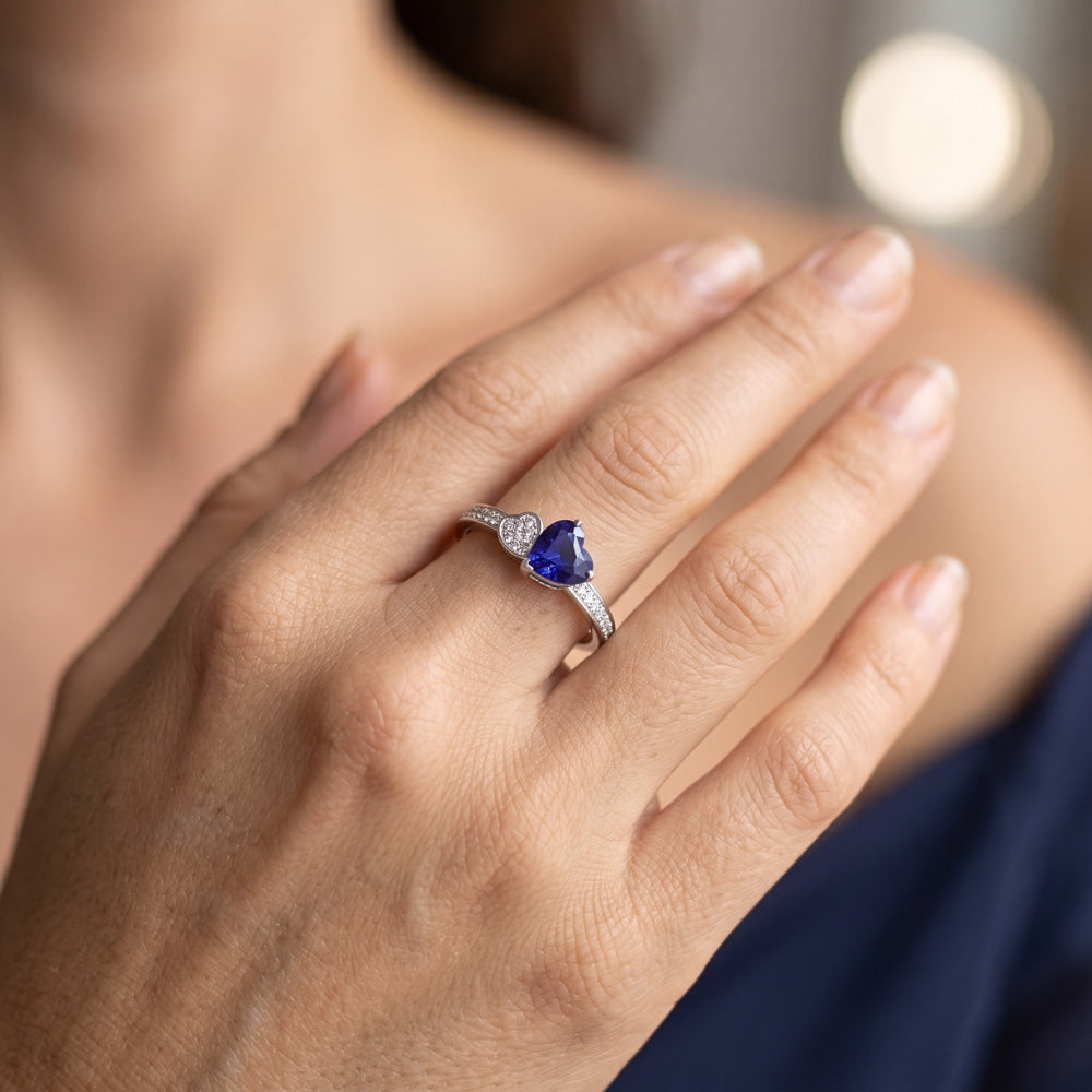 Natural Sapphire Ring 2.50ct - White Gold 14K