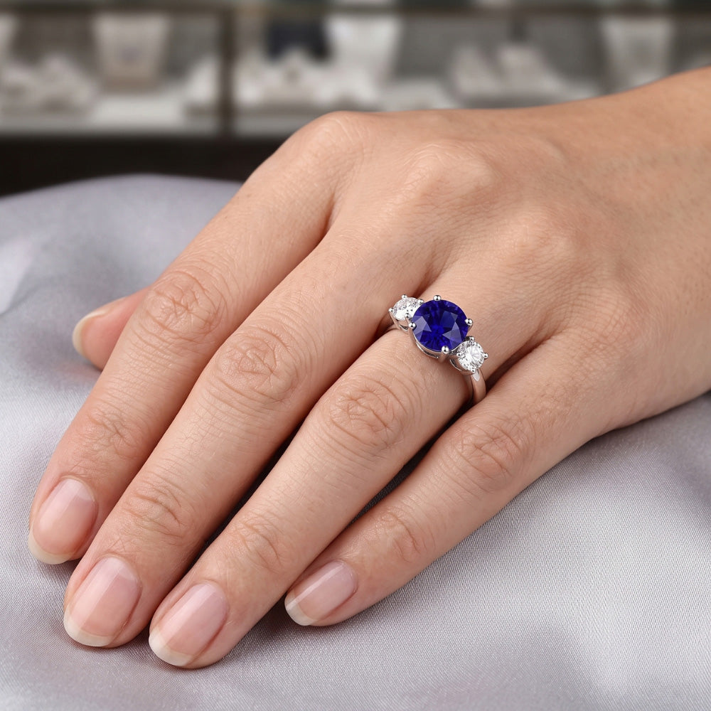 Natural Sapphire Ring 2.50ct - White Gold 14K