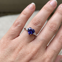 Natural Sapphire Ring 2.50ct - White Gold 14K