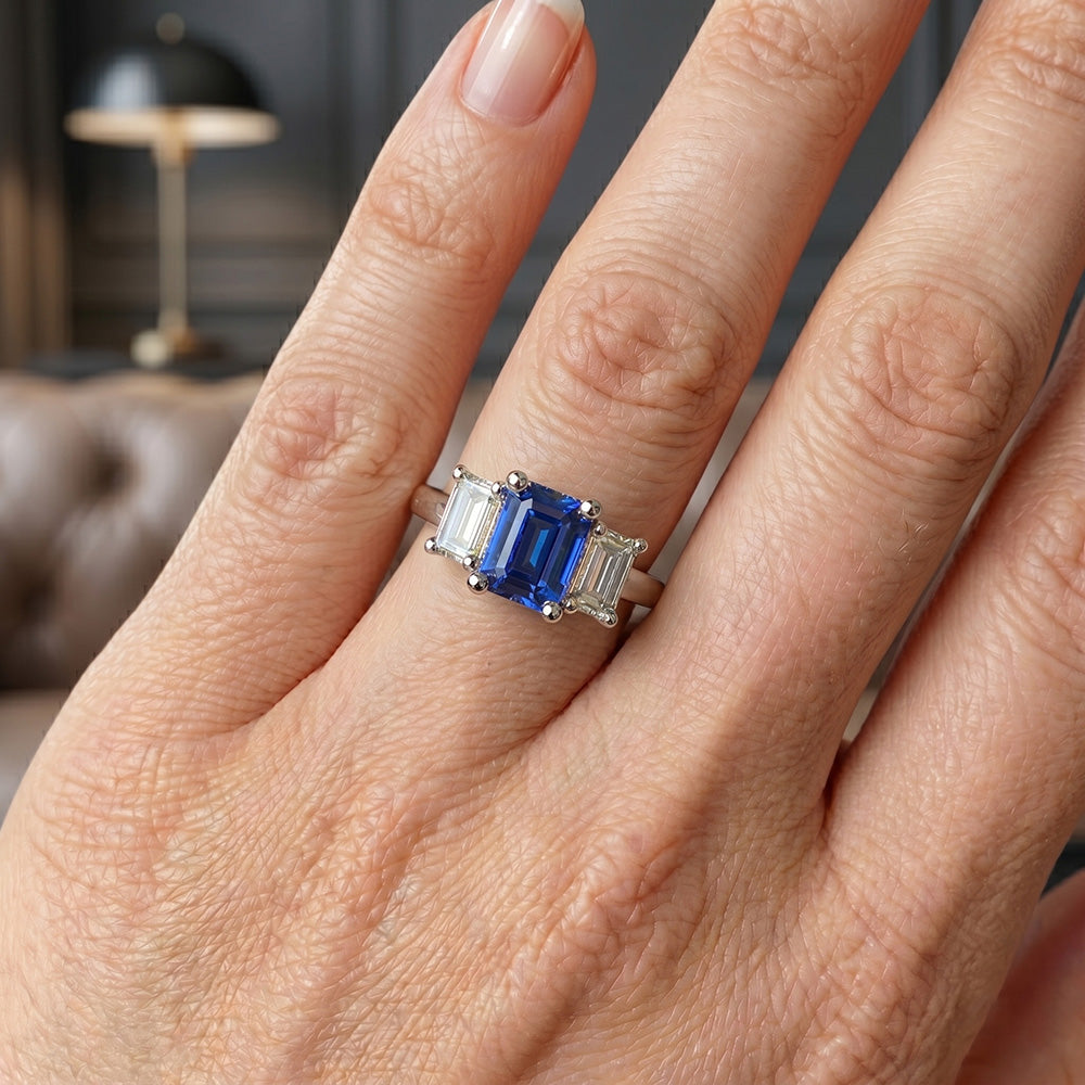 Natural Sapphire Ring 2.50ct - White Gold 14K