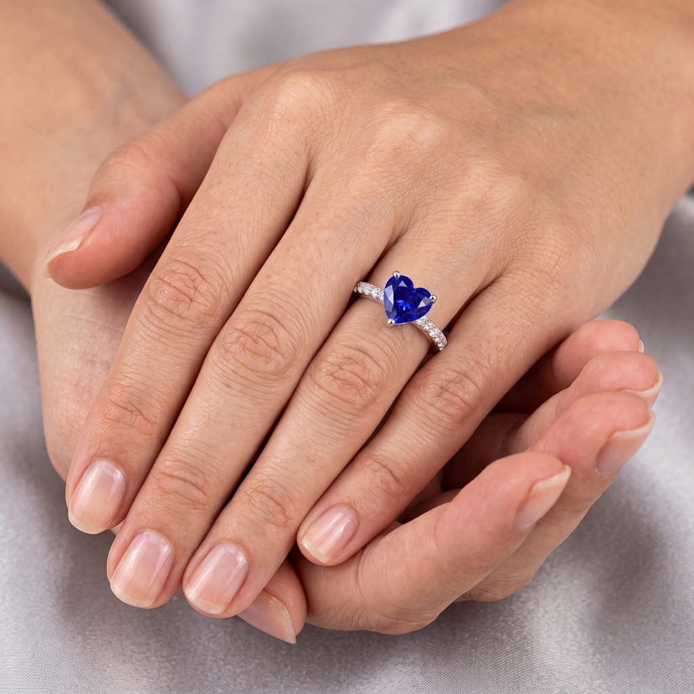 Natural Sapphire Ring 2.50ct - White Gold 14K