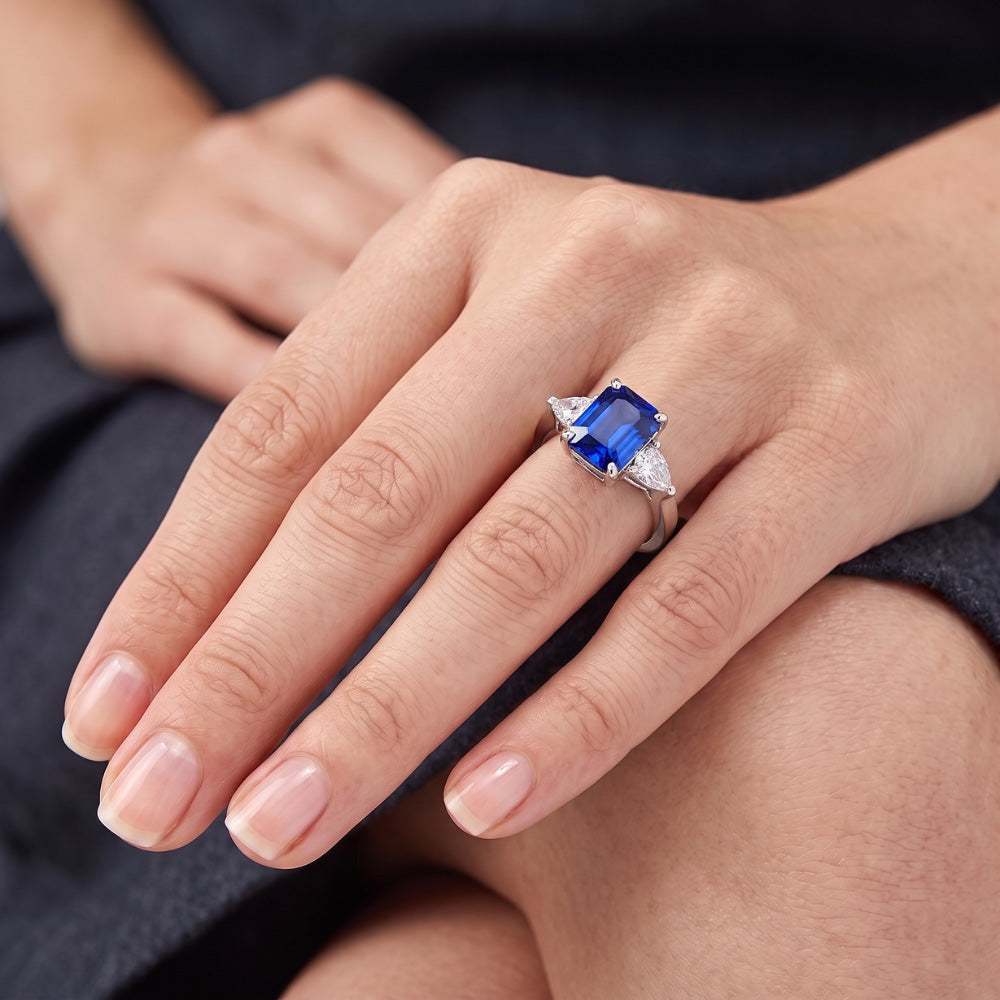Natural Sapphire Ring 2.50ct - White Gold 14K