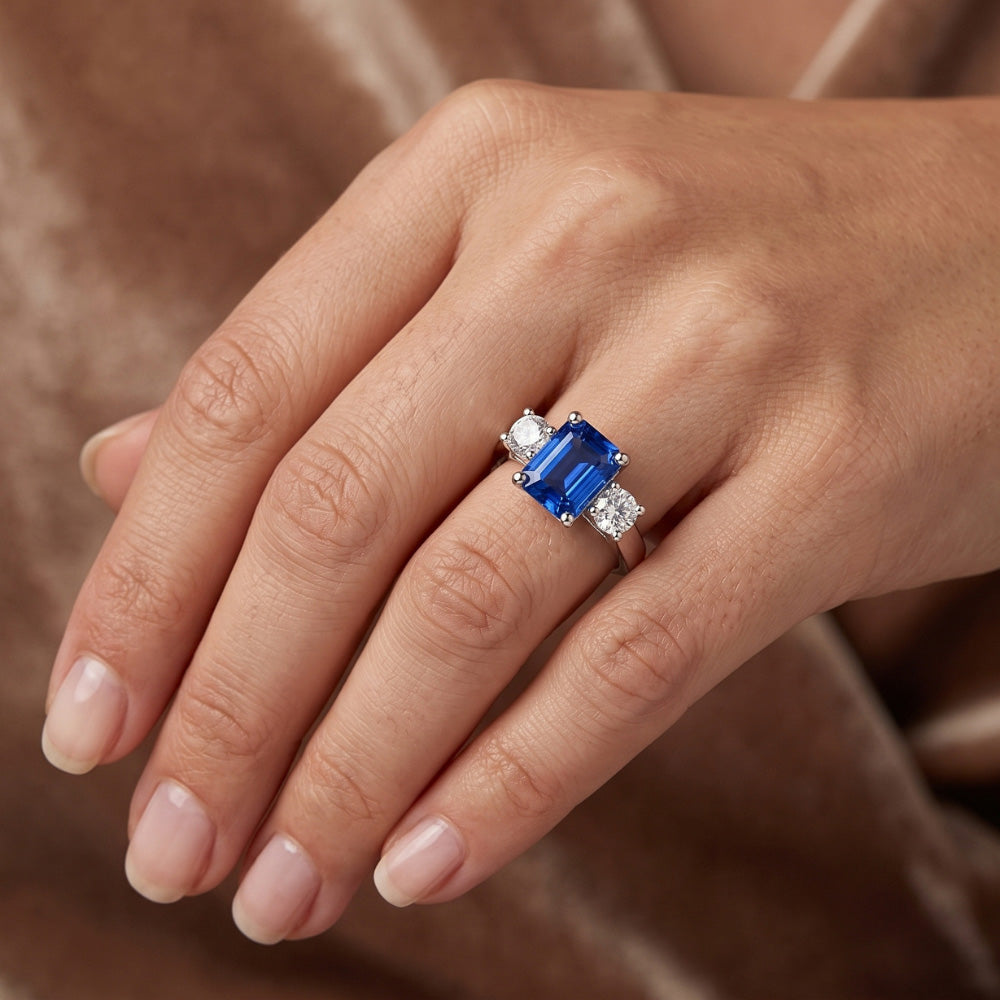 Natural Sapphire Ring 2.50ct - White Gold 14K