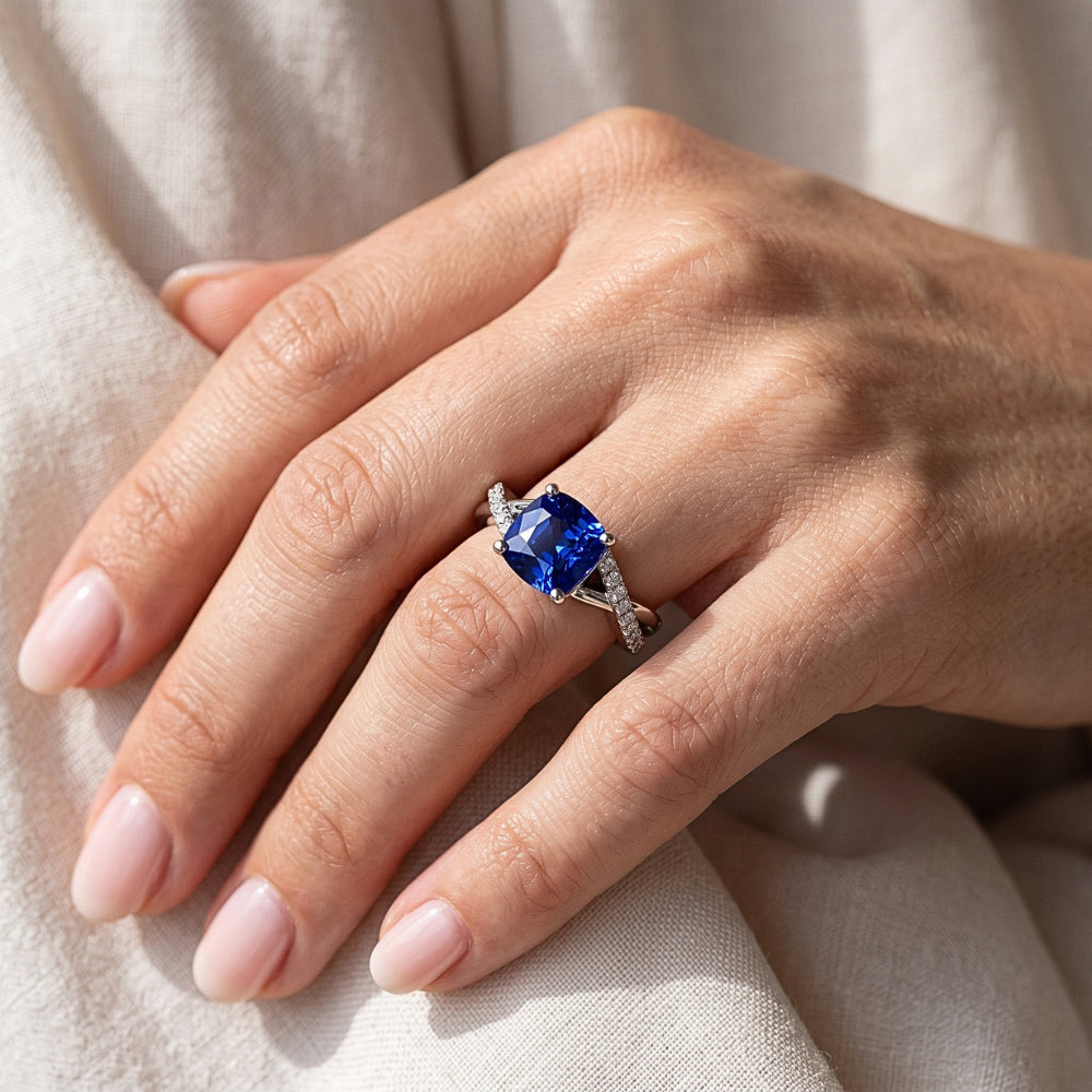 Natural Sapphire Ring 2.50ct - White Gold 14K