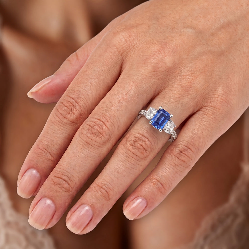 Natural Sapphire Ring 2.50ct - White Gold 14K