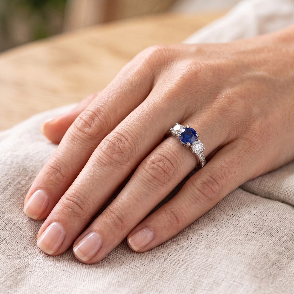 Natural Sapphire Ring 2.50ct - White Gold 14K