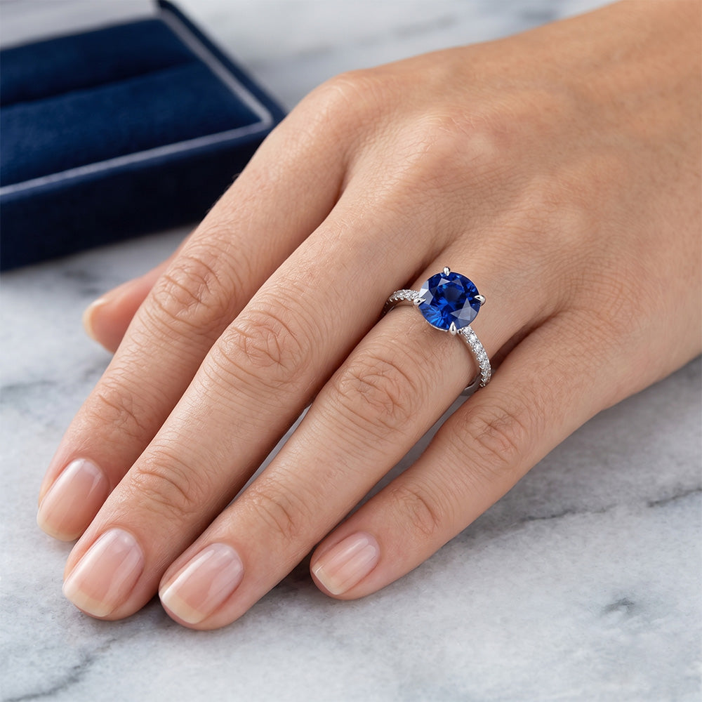 Natural Sapphire Ring 2.50ct - White Gold 14K
