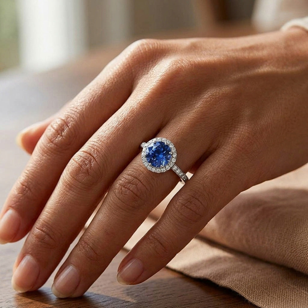 Natural Sapphire Ring 2.50ct - White Gold 14K