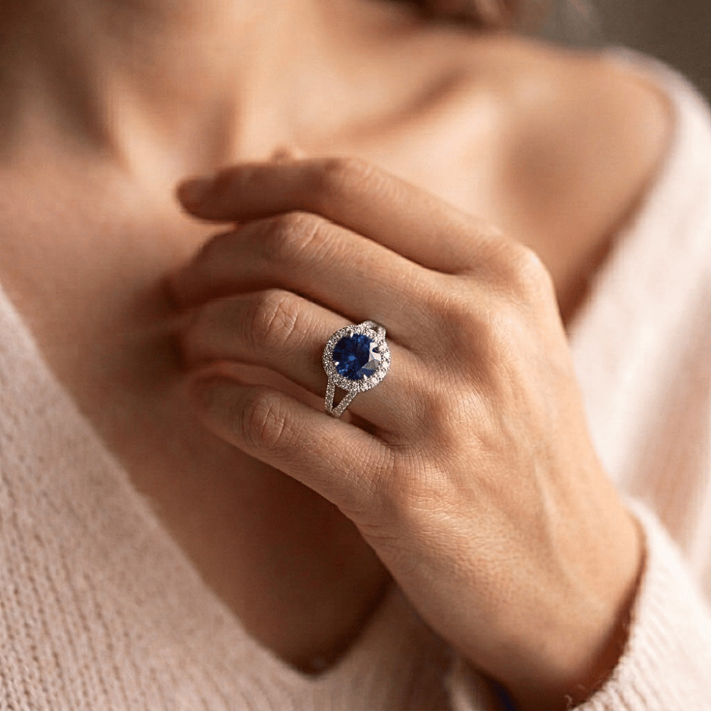Natural Sapphire Ring 2.50ct - White Gold 14K