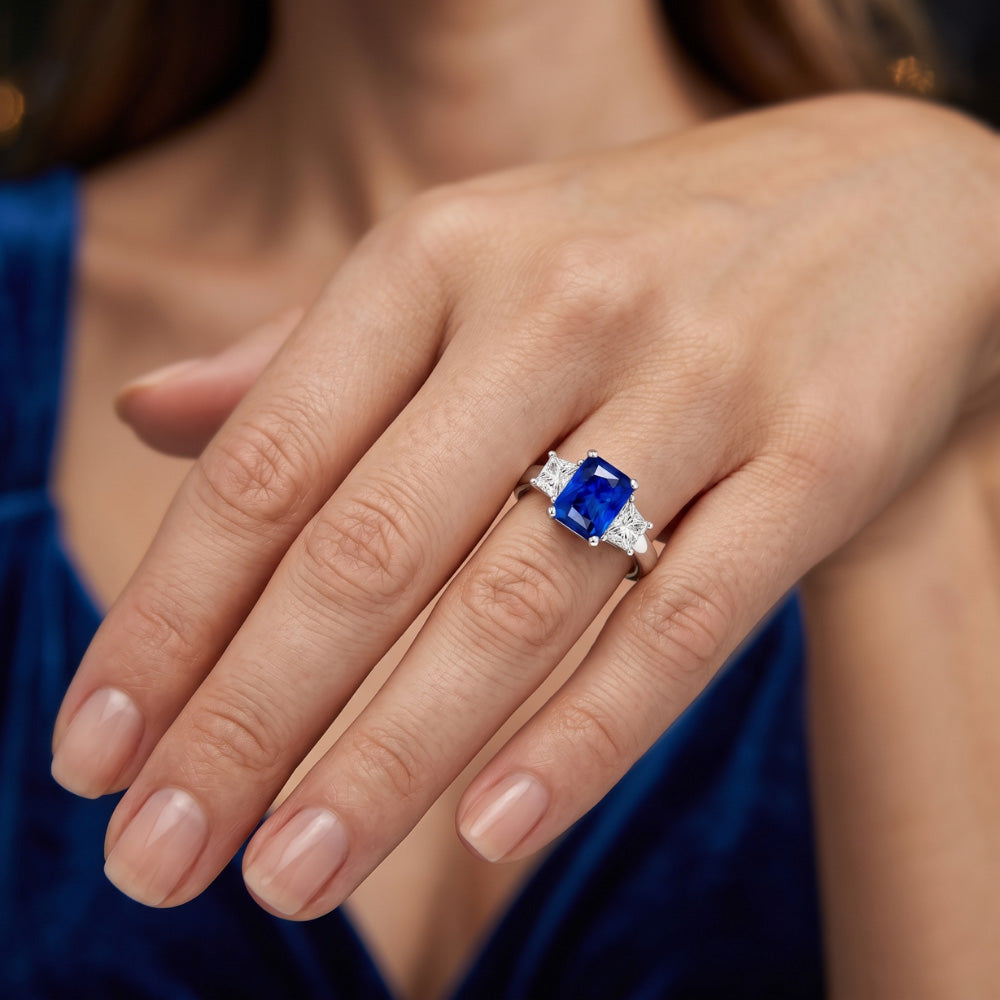 Natural Sapphire Ring 2.50ct - White Gold 14K