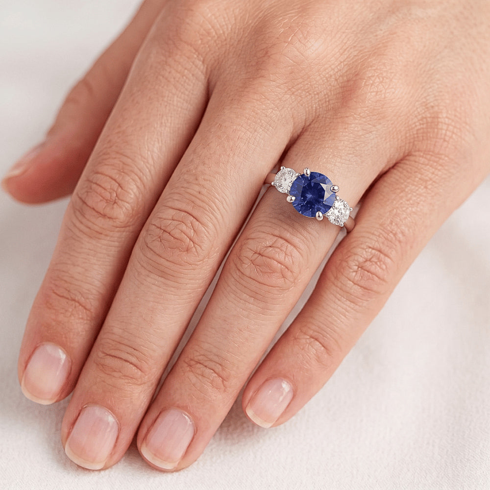 Natural Sapphire Ring 2.50ct - White Gold 14K