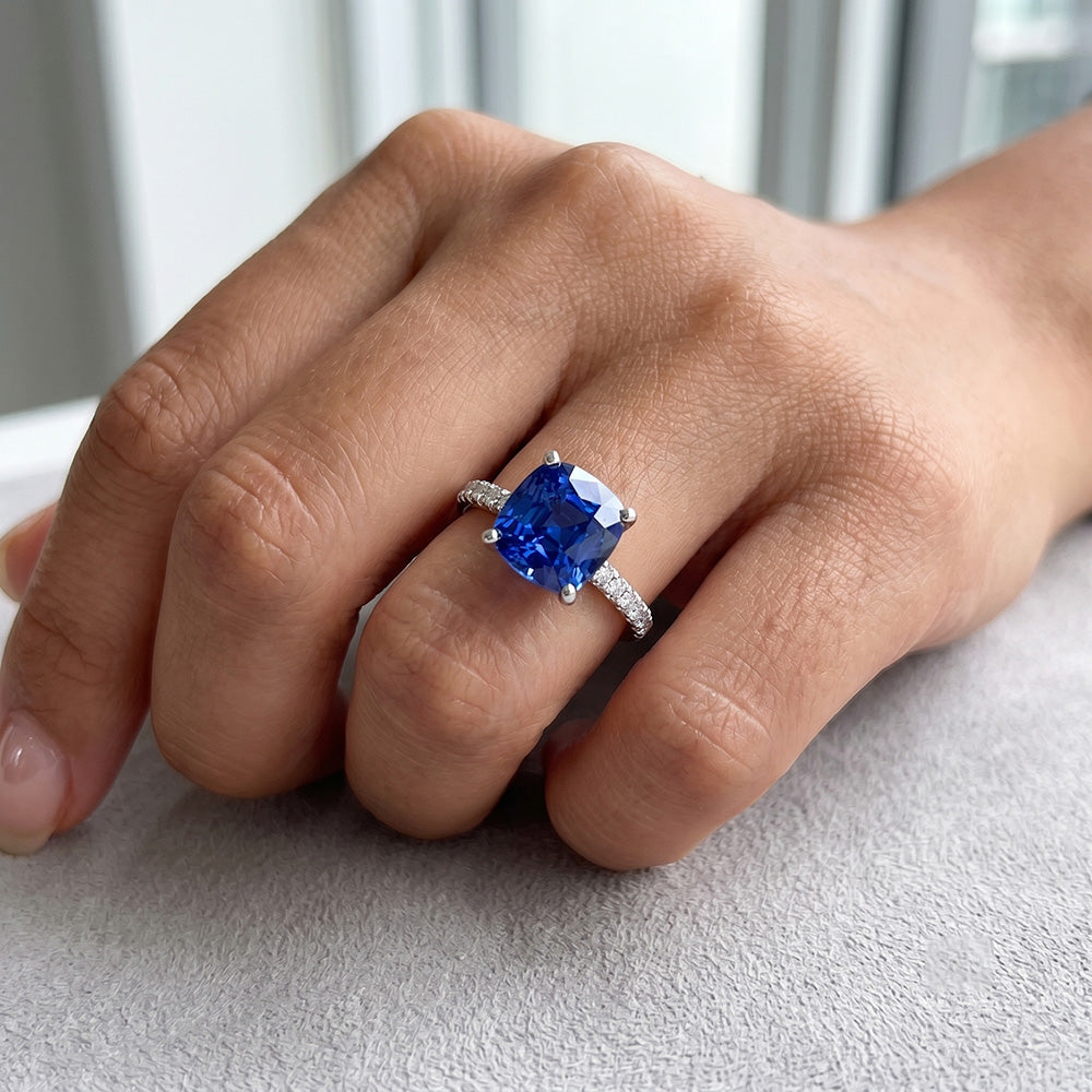 Natural Sapphire Ring 2.50ct - White Gold 14K