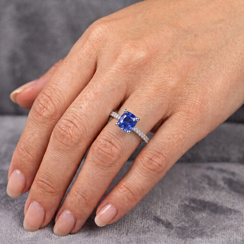 Natural Sapphire Ring 2.50ct - White Gold 14K