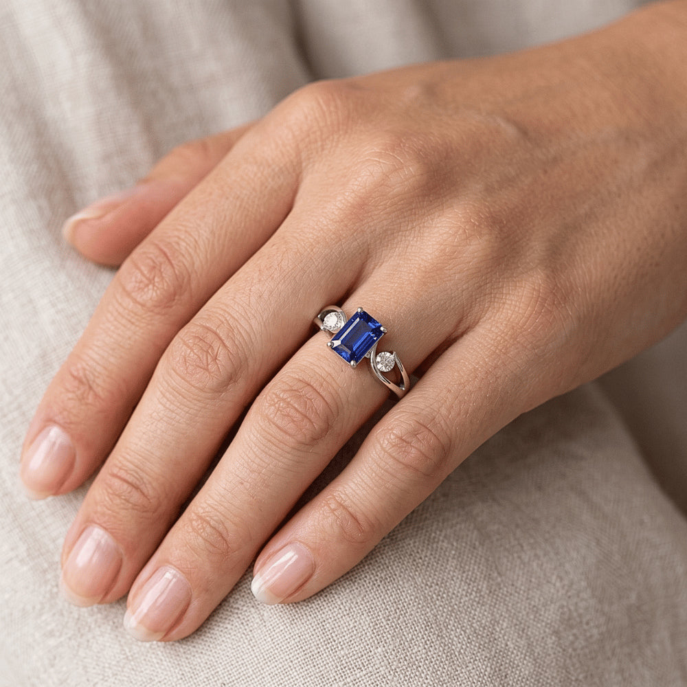 Natural Sapphire Ring 2.50ct - White Gold 14K